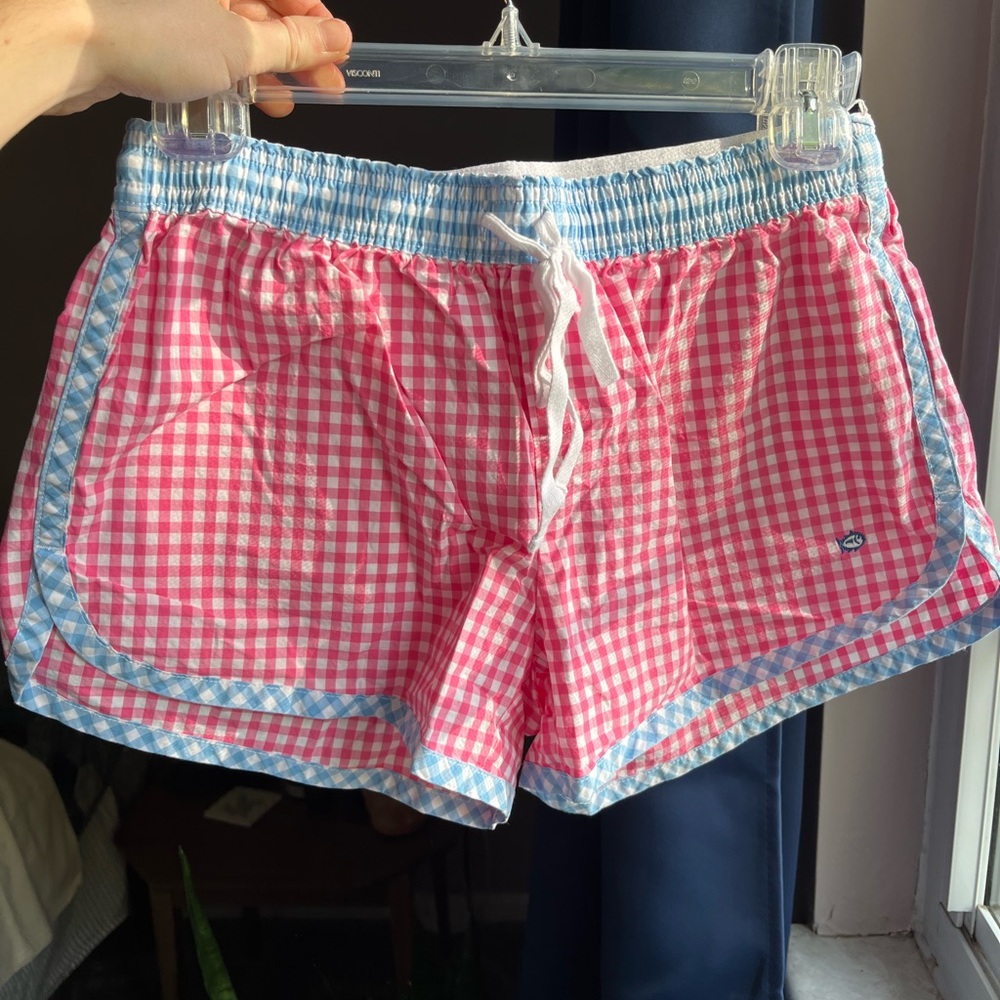 Blue & pink seersucker shorts